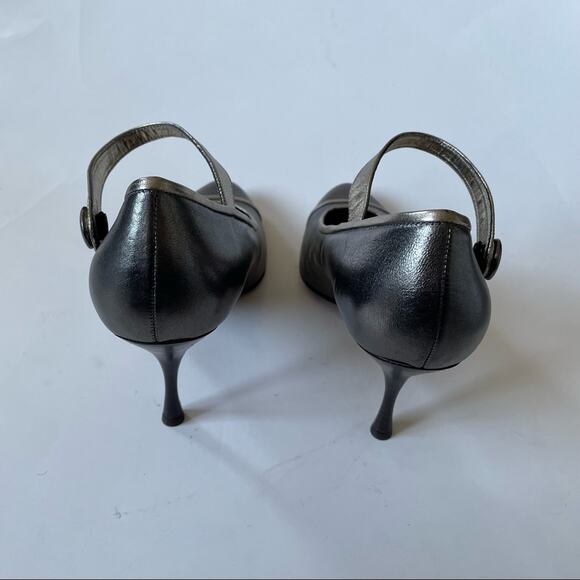 Coach Lauryn Mary Jane Heels Made in Italy Silver Pewter Metallic New 10 - Picture 10 of 14
